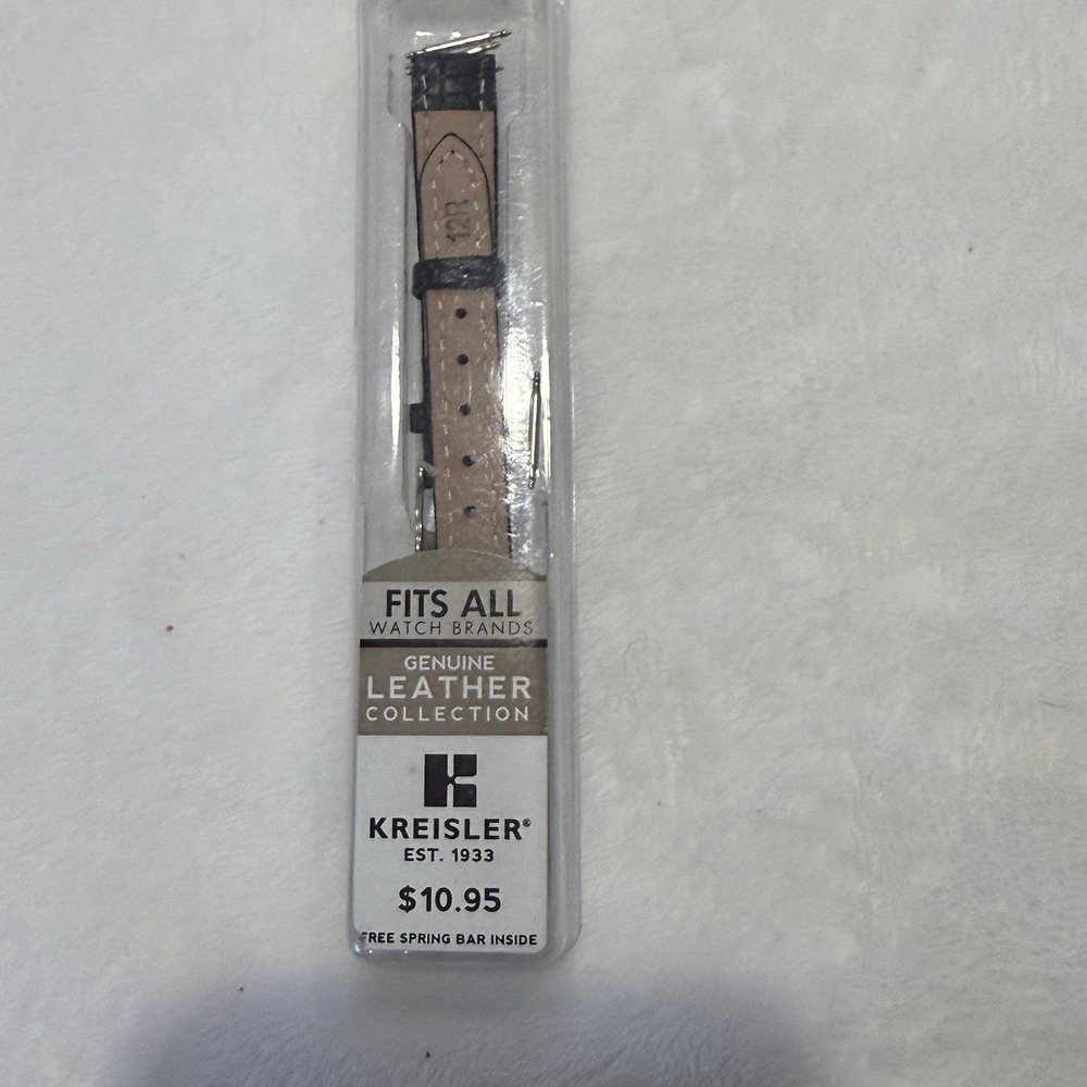 NOS Kreisler 12mm Genuine Leather Watch Band Black Croc Grain TX49712BK 12R